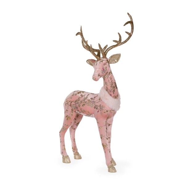 HOLLY AND IVY STANDING FLORAL LACE REINDEER