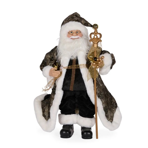 HOLLY AND IVY BLACK FABRIC SANTA 65CM