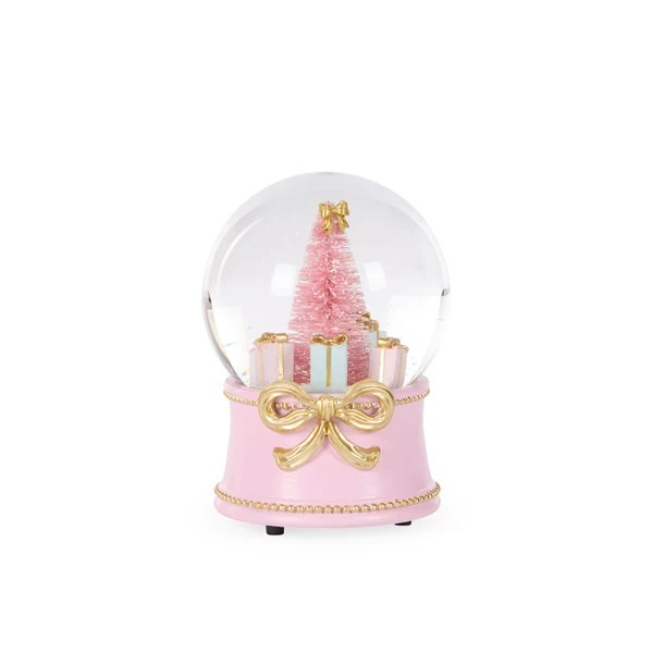 PINK MUSICAL BOW SNOWGLOBE