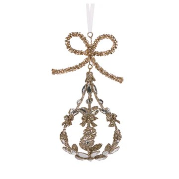 CHAMPAGNE JEWELED BOW DROP BAUBLE