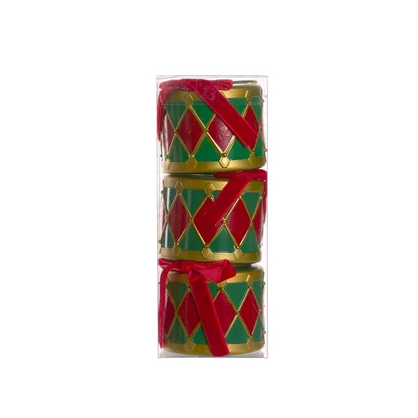SET OF 3 RED AND GREEN HANGING DRUMS