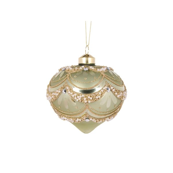 HOLLY AND IVY MINT EMBELLISHED SCALLOP BAUBLE