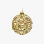 HOLLY & IVY SAGE EMBOSSED FLEUR BAUBLE 