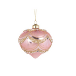 PINK EMBOSSED FLEUR ONION BAUBLE