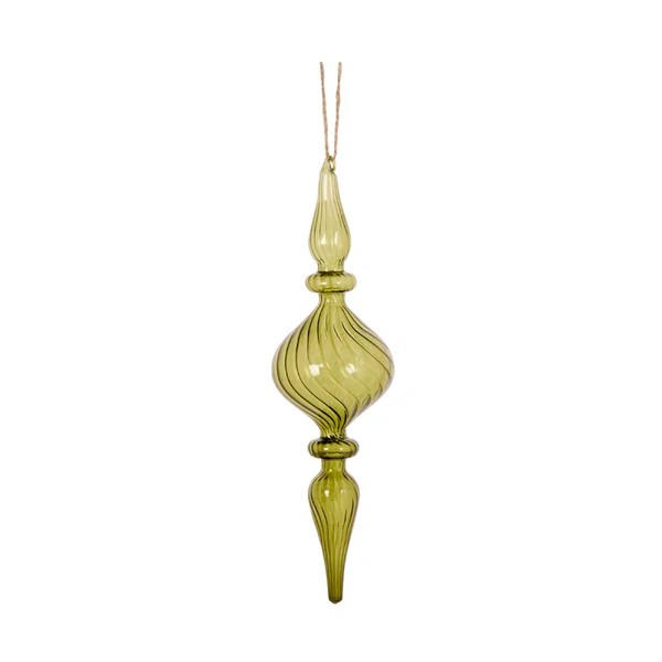 HOLLY AND IVY TRANSPARENT GREEN MINIMAL FINIAL 