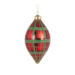 HOLLY AND IVY TRADITIONAL TARTAN DROP BAUBLE 
