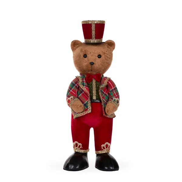 HOLLY AND IVY TRADITIONAL RED TARTAN MR BEAR