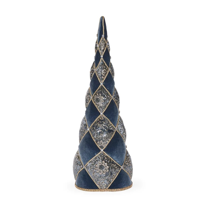 HOLLY AND IVY 78CM BLUE QUILTED DAMASK TREE