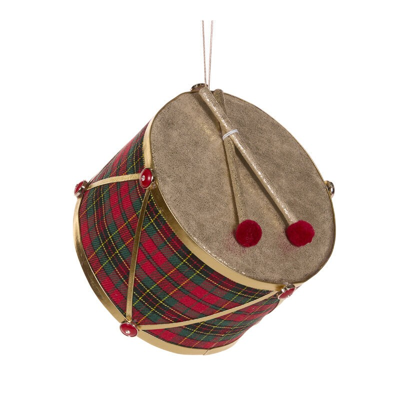 HOLLY AND IVY HANGING TARTAN DRUM